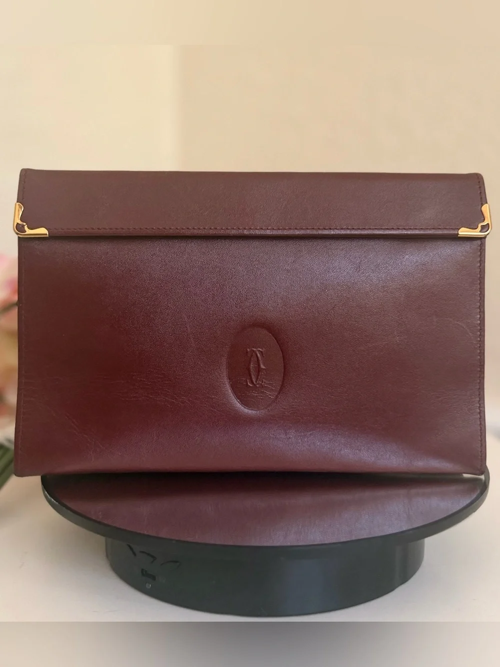 CARTIER Le Must de Cartier Clutch & Chain Shoulder Bag Double Snap Closure